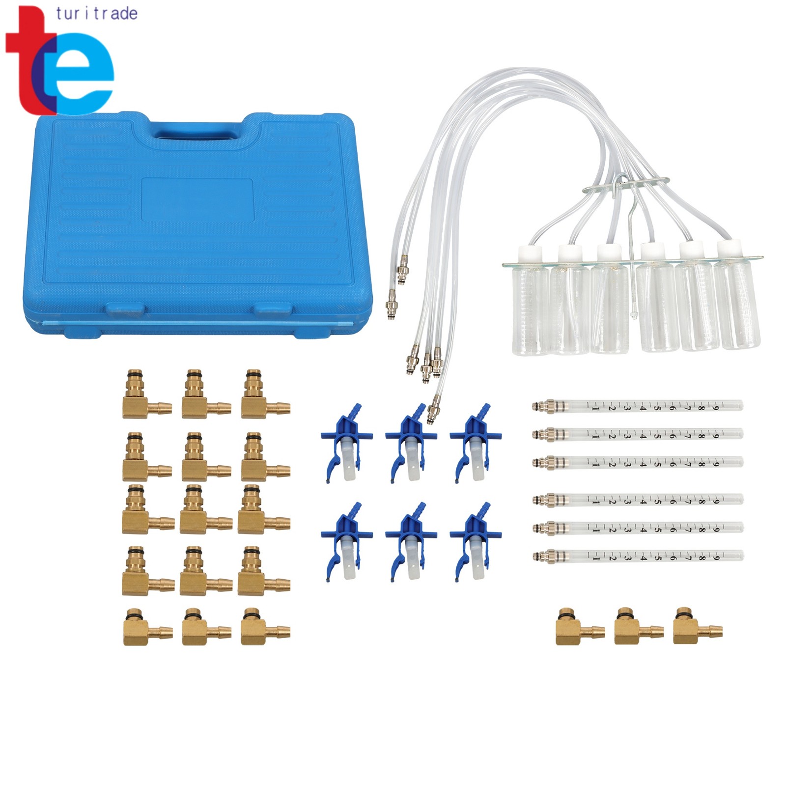 6 Cylinder Diesel Injector Flow Meter Tester Kit Common Rail Adaptor Test Tool