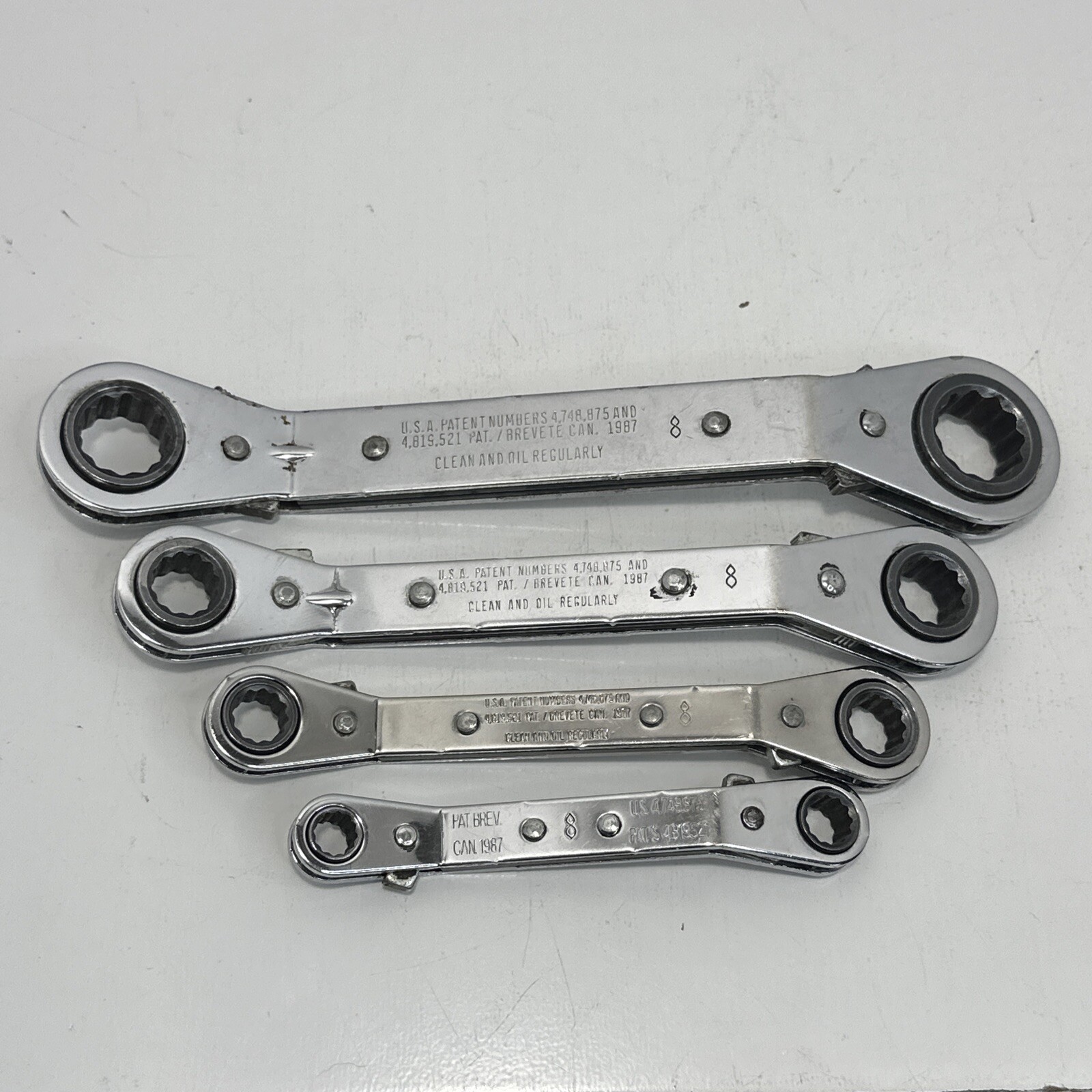 Blue-Point RYAM 4pc 25° offset ratcheting box wrench set EUC
