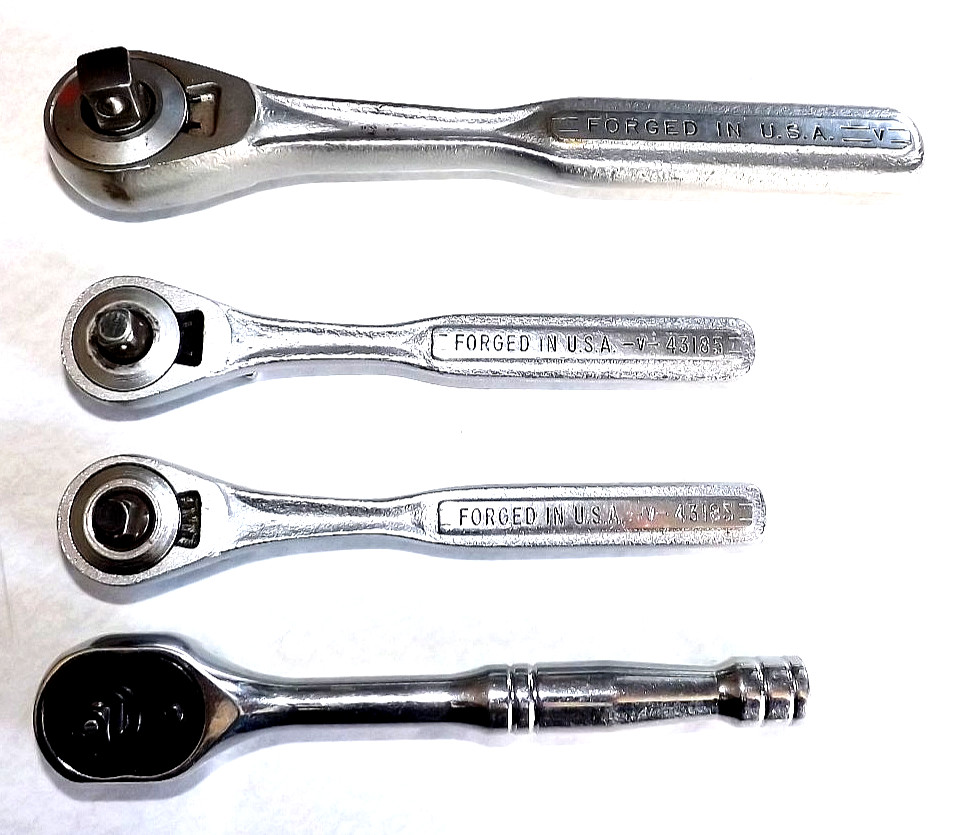 4 LOT- 2 CRAFTSMAN #43185 -V- 1/4″ Dr- 7″ 3/8″ Dr =V= + ONE 5.5 UNMARKED RATCHET