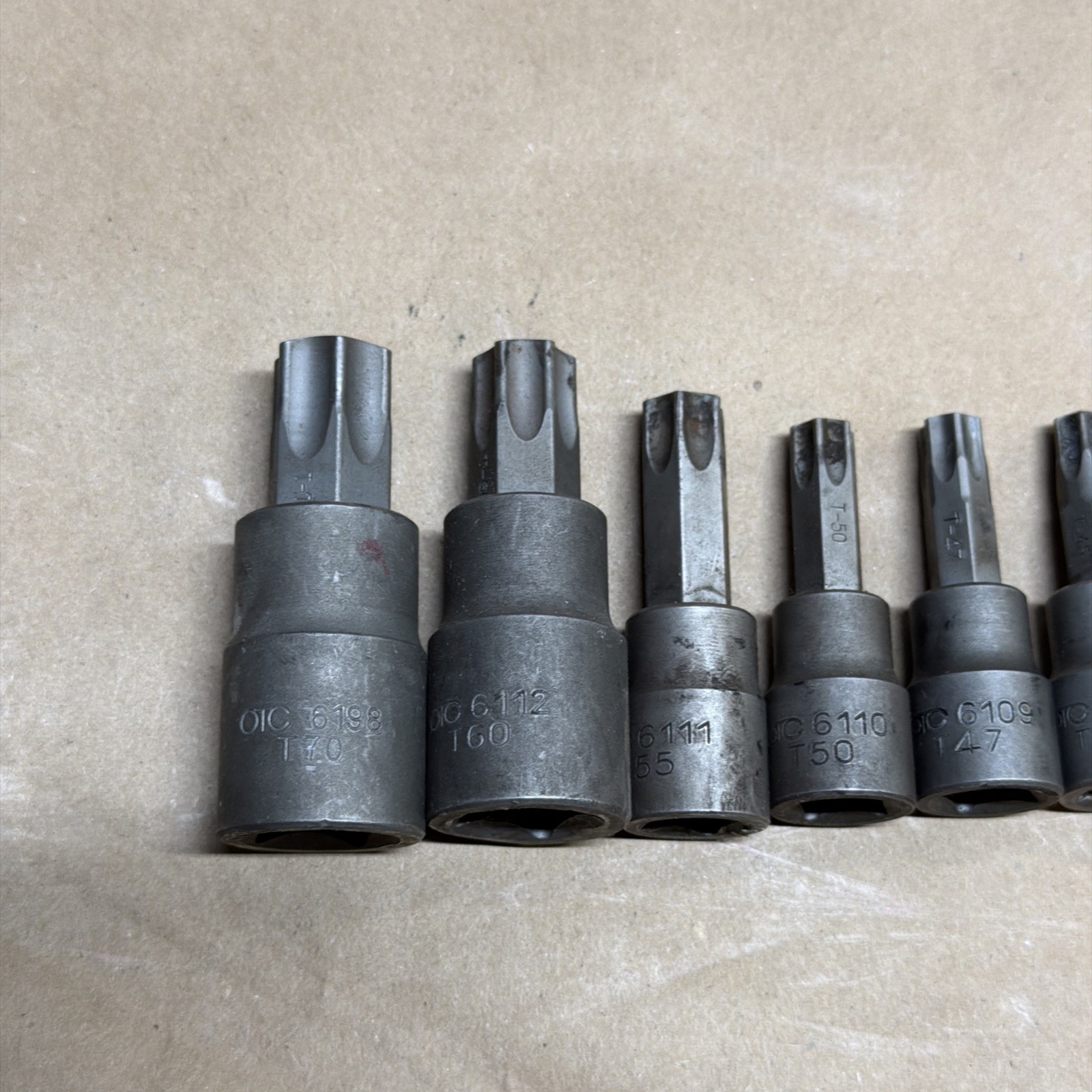 OTC Torx Bit Sockets Lot of 11 T(70,60,55,50,47,45,40,15,10,8,6) Used Lot