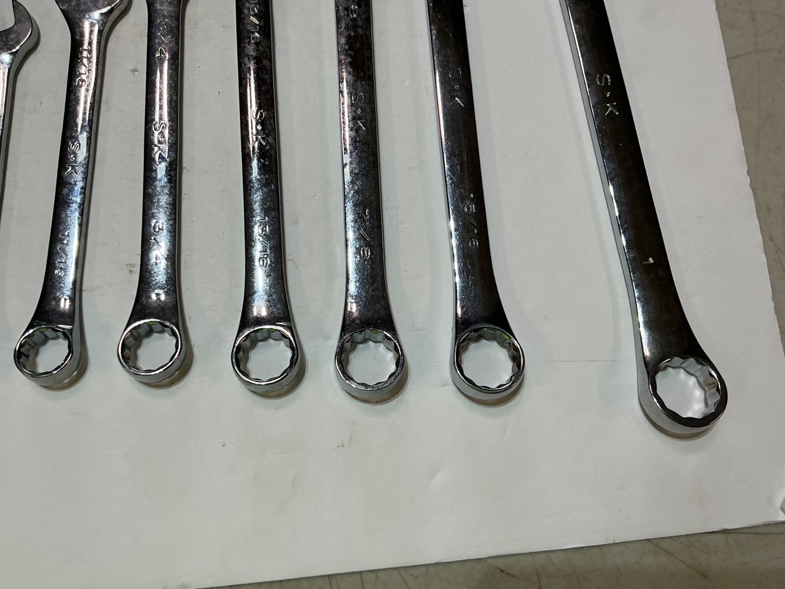 S-K tools 15 pc SuperKrome SAE combination wrench set 1/4” to 1” USA made