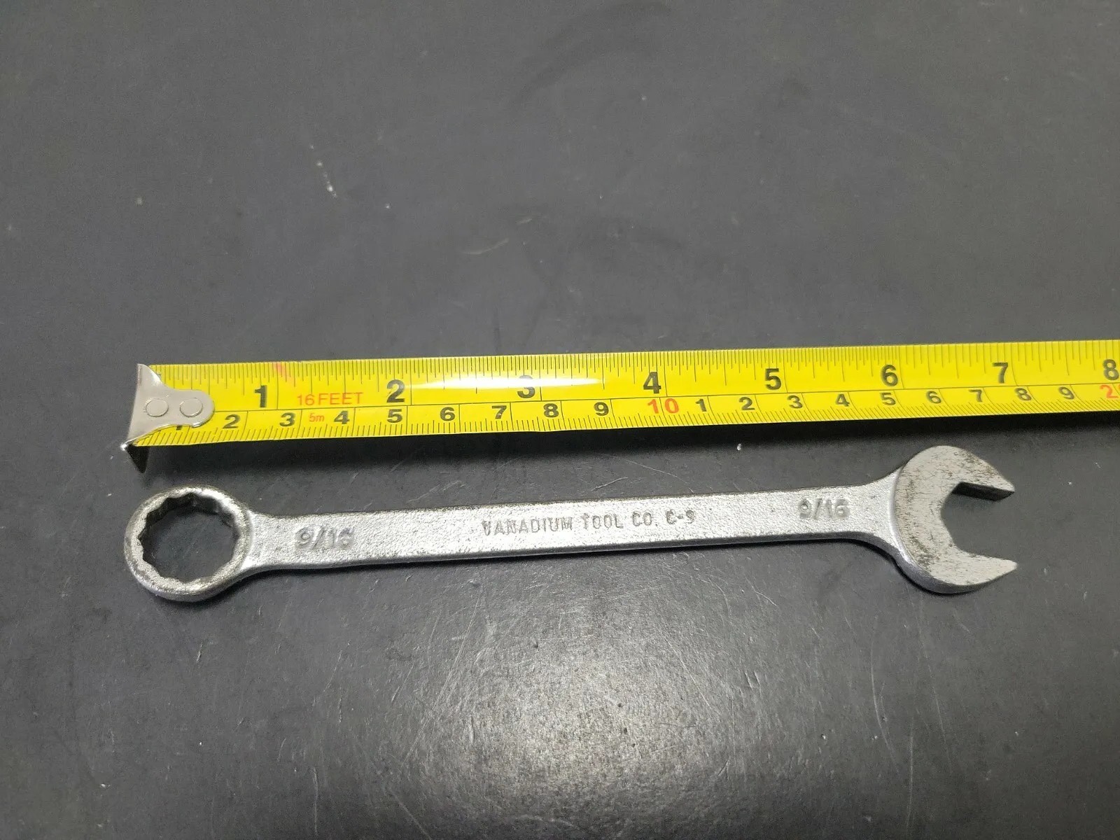 Vanadium Tool CO. Combination Wrench 9/16″ SAE C-9 12 Point Open-Ring Spanner