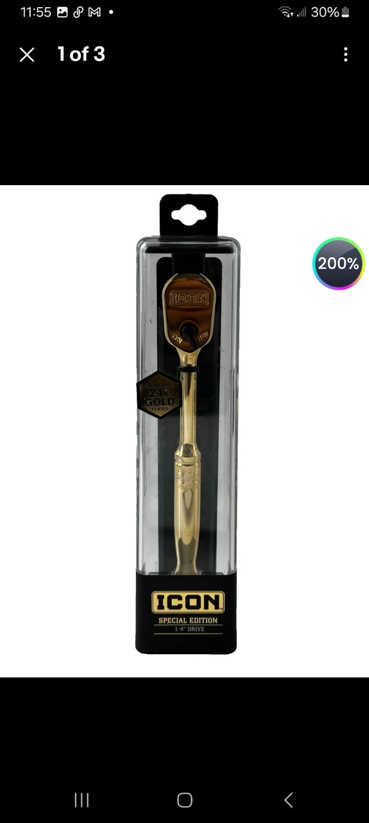 Icon 24K Gold Plated 1/4” Ratchet Pro. w/ stand Special Edition Wrench 59786