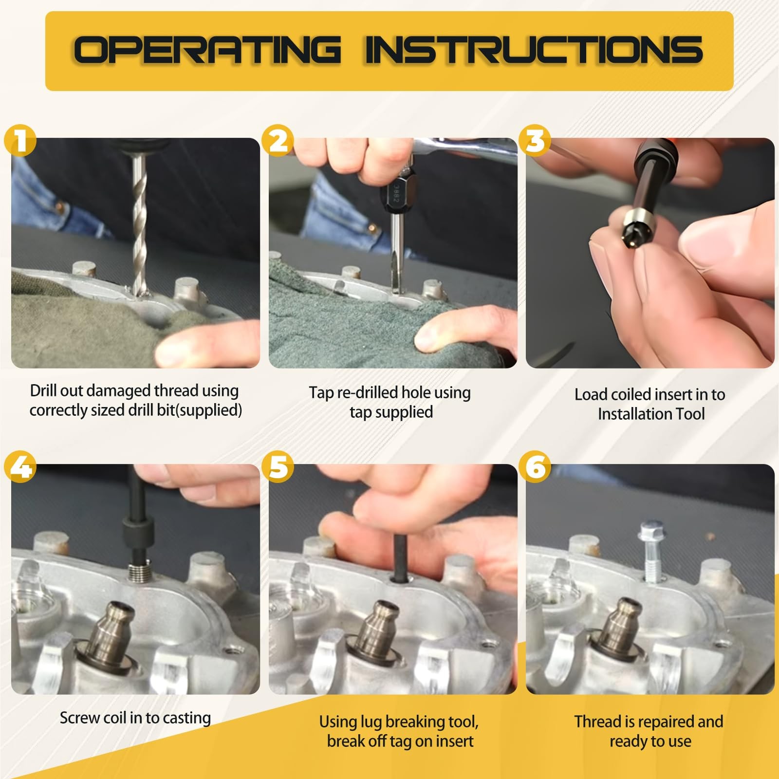 Thread Repair Kit, HSS Drill Helicoil Kit (Metric, M10 x 1.0