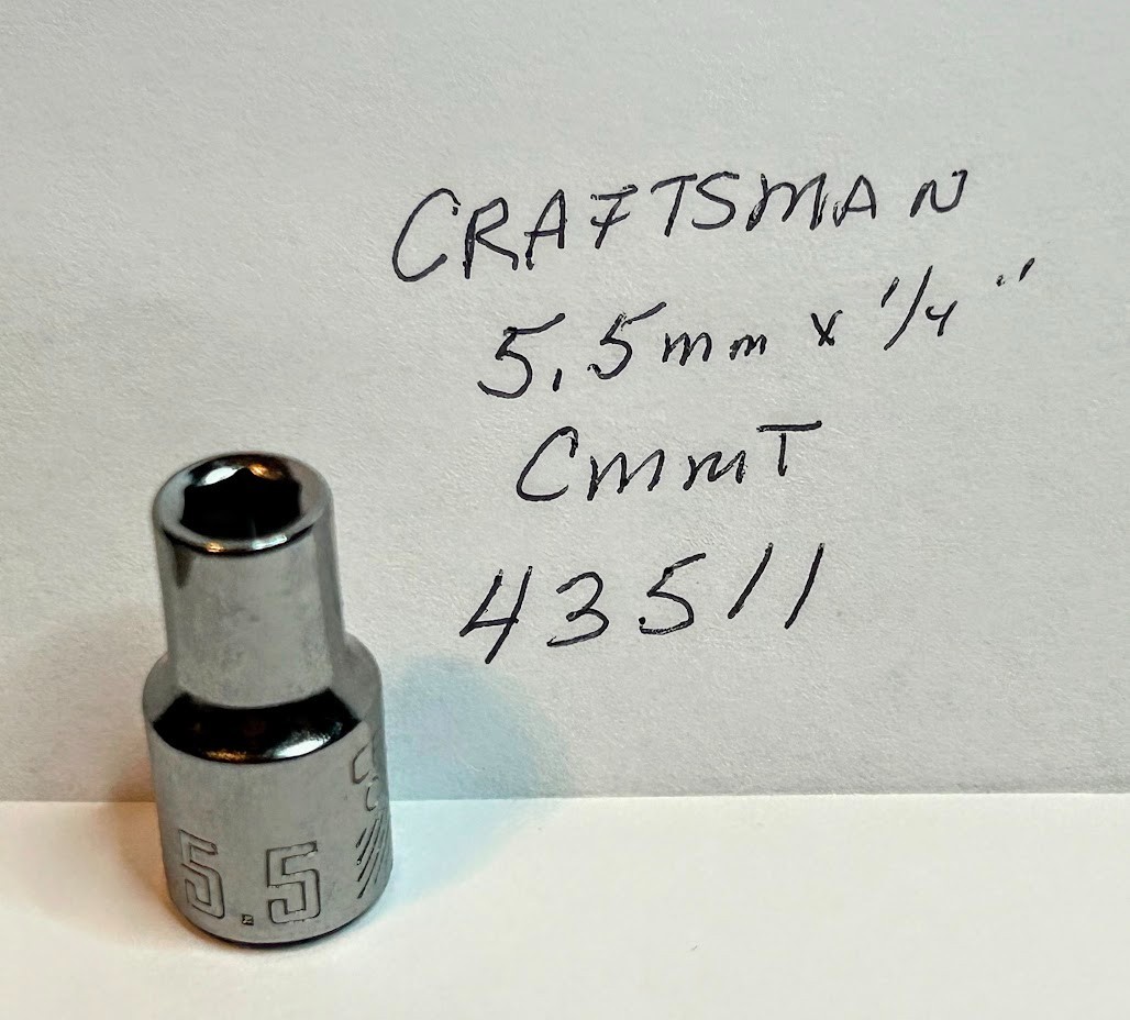 Craftsman 5.5 mm x 1/4″ Dr Standard Socket – 6 Pt CMMT 43511- Free USA Ship