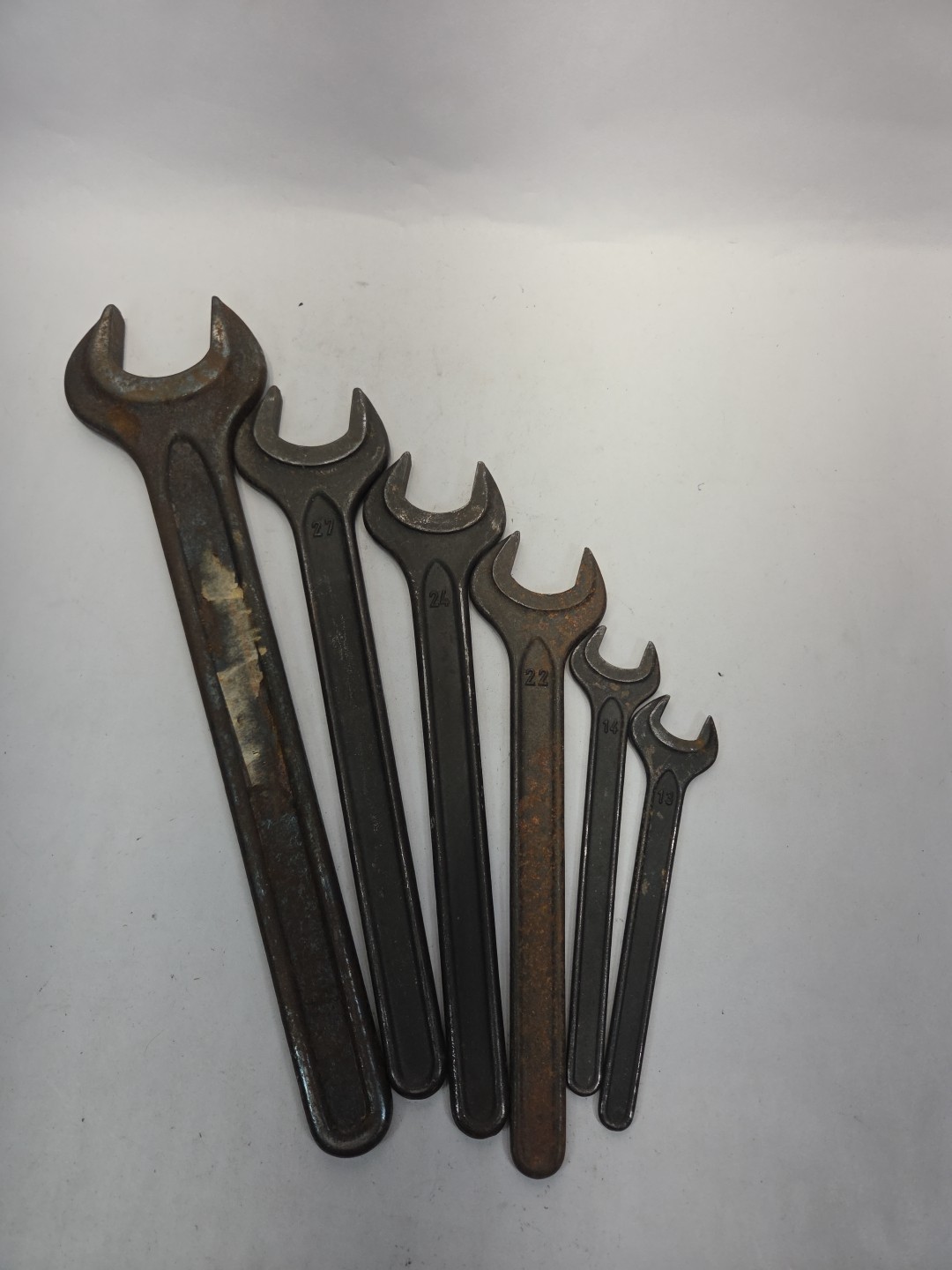 OPEN ENDED DIN894 Vintage SPANNER WRENCH Set 36,27,24,22,14,13 Used