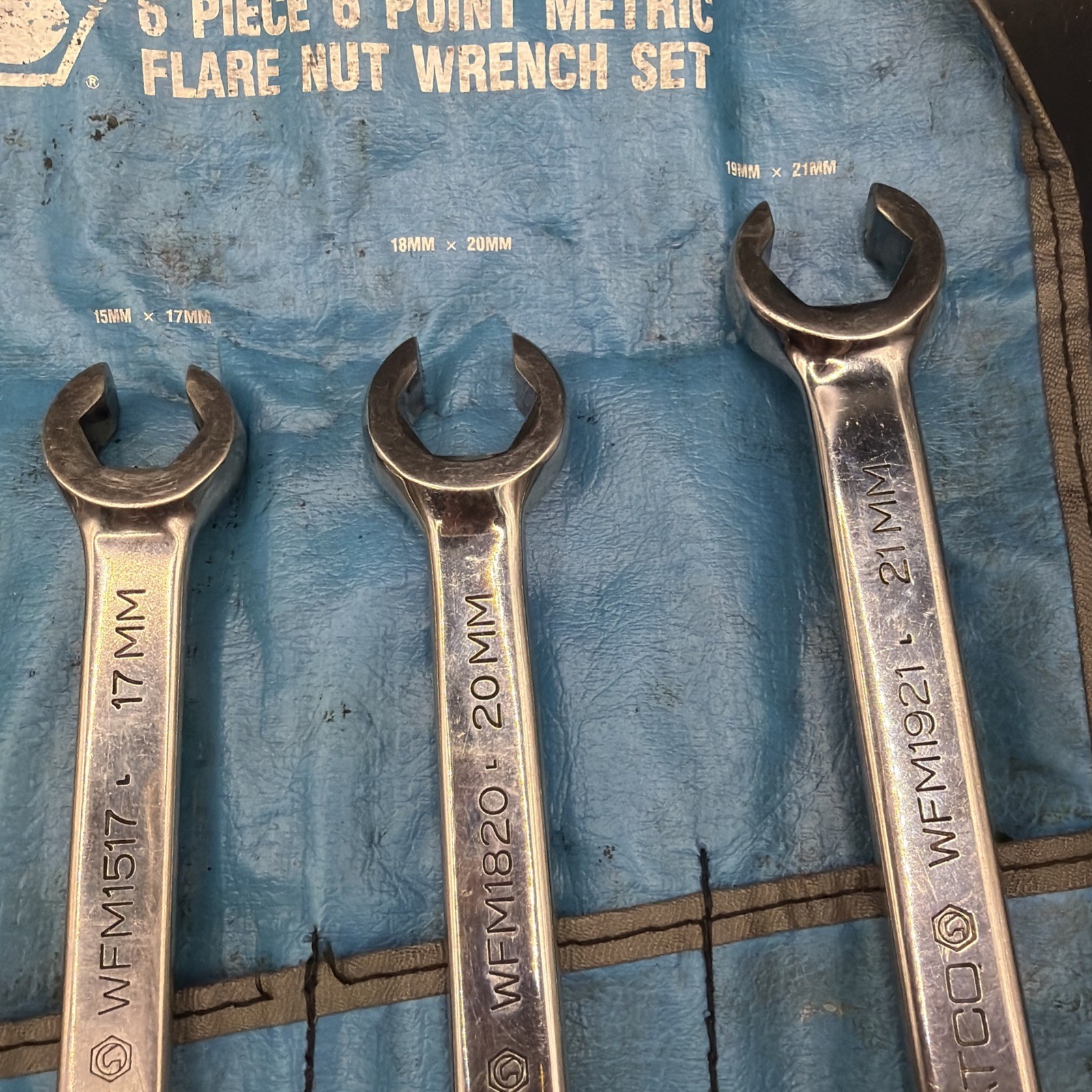 Matco Tools USA Made 6pc Metric 9mm-21mm Flare Nut Line Wrench Set in Pouch Bag