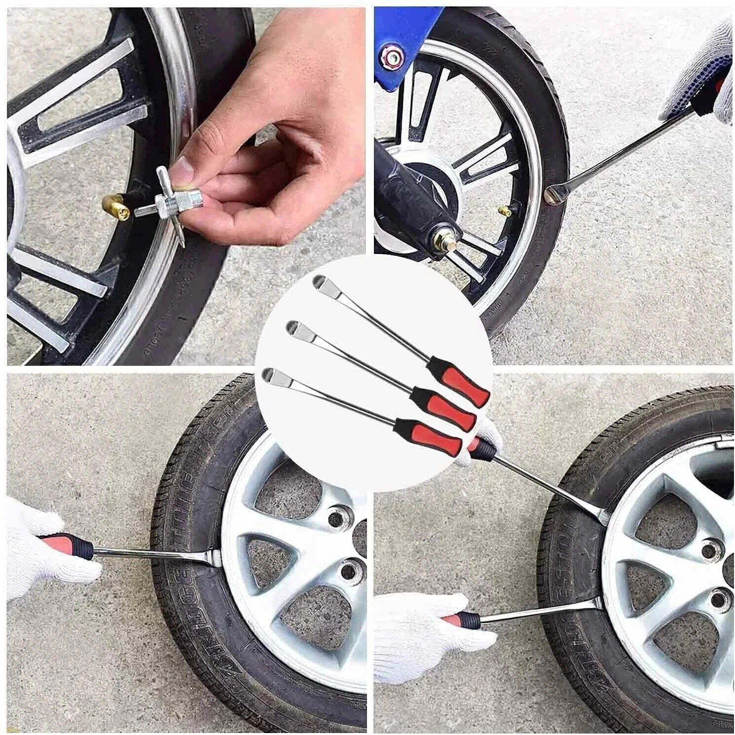 3x Steel Tire Spoon Lever Iron Kit Professional Motorcycle Tire Changing Tool