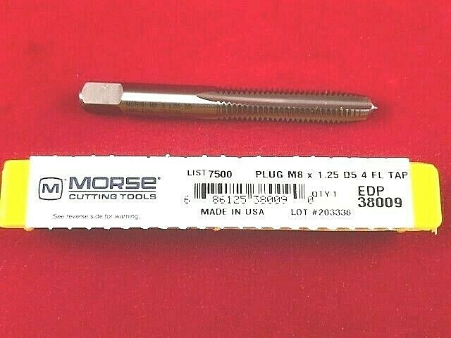 M8 X 1.25 8MM Plug Tap Morse MT3838009 Hand Tap USA D5 Metric