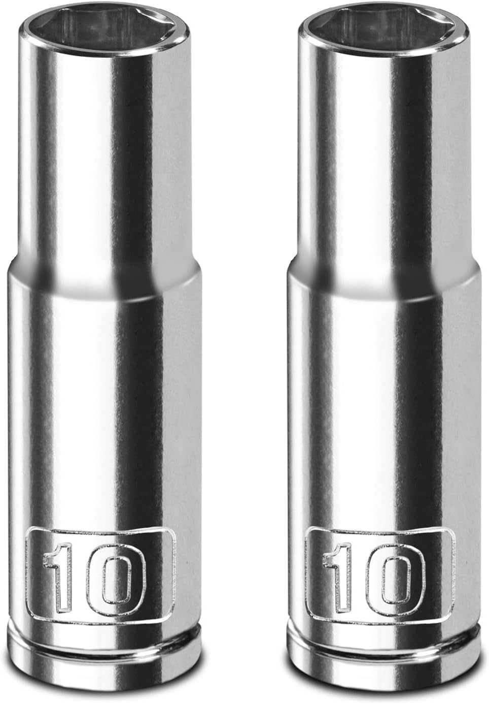 2PCS 3/8″ Drive 10mm Socket Set, Deep, Mirror Finish, Cr-V Steel, 6-Point