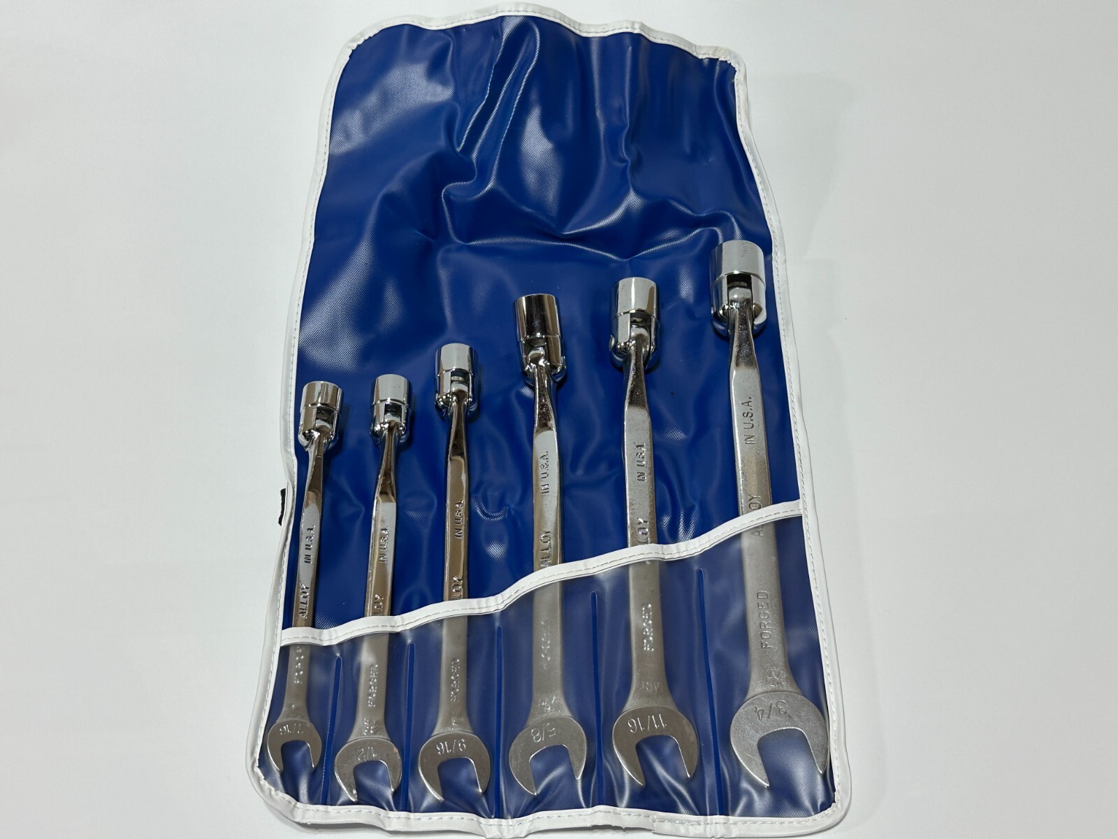 SK Tools USA (NEW) 6pc SAE 7/16-3/4” Flex Head Combination Wrench Set – 12 Point