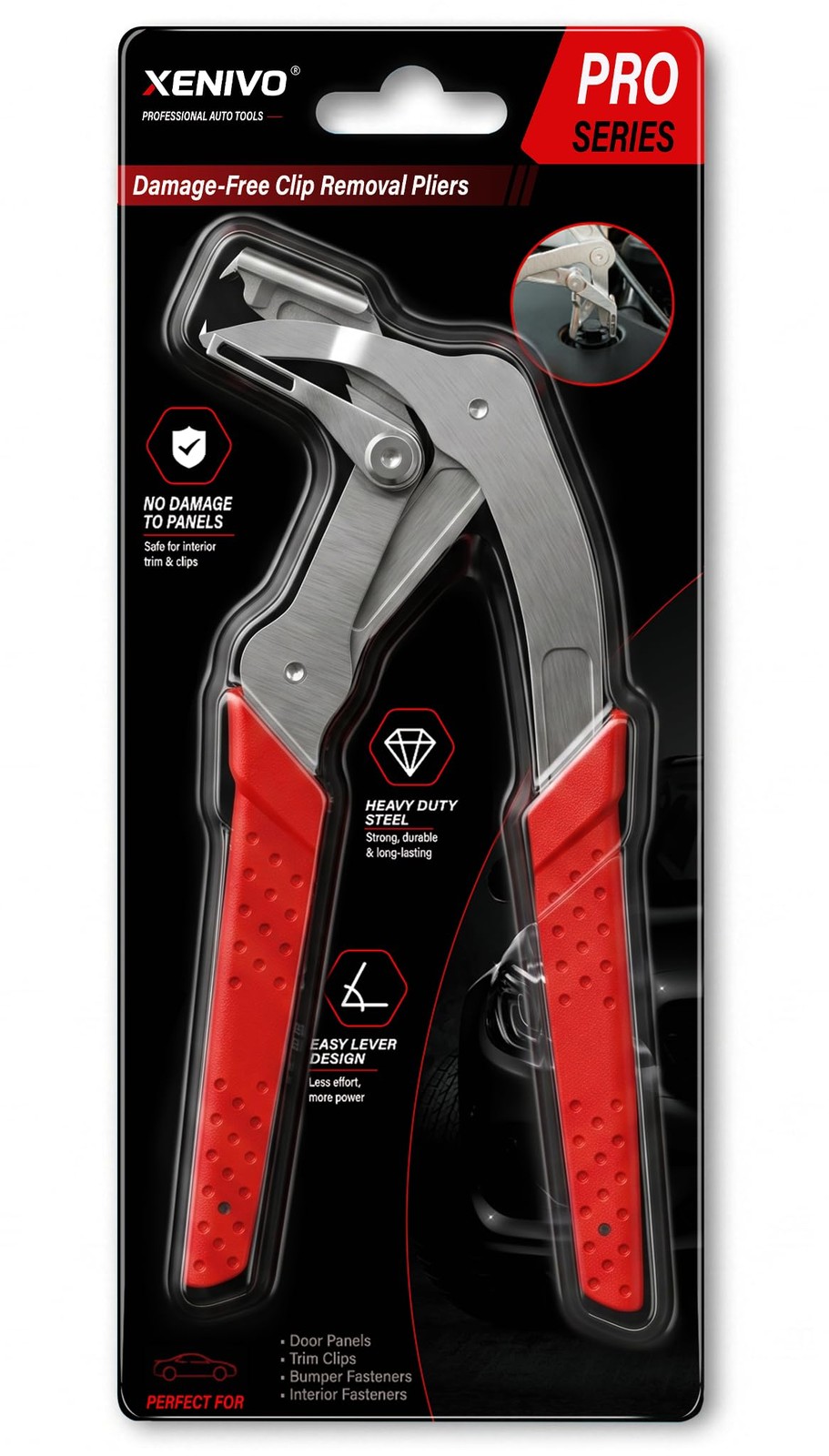 Car Clip Pliers, Damage-Free Removal Pliers for Plastic Push Pins, Red