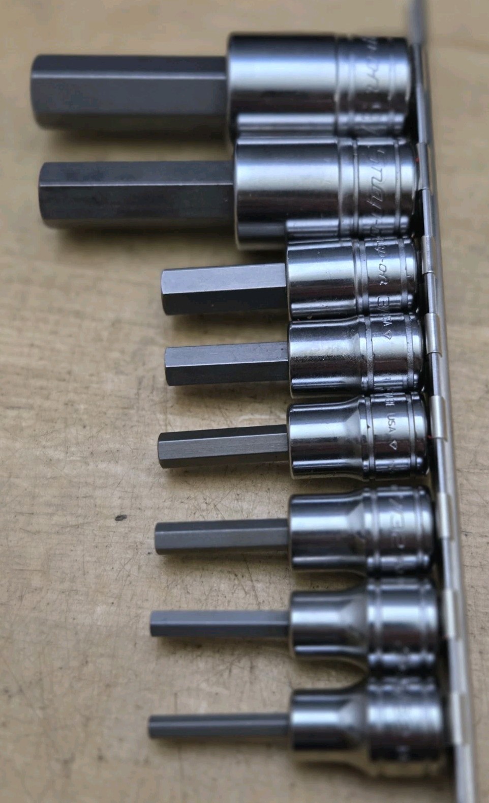 New Snap On USA Hex Bit Set SAE 1/2” & 3/8” Drive 8 Pc 5/32″-9/16” From GMTK Set