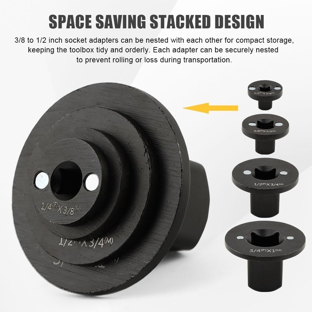 Low Profile Socket Adapter Set 4 Pcs Ratchet Drive Tight Spaces