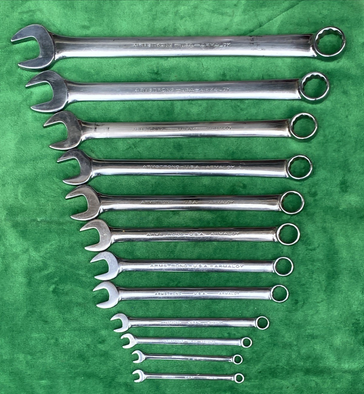 12 PC ARMSTRONG COMBINATION WRENCH SET 5/16” To 1-1/4 USA Vintage USA