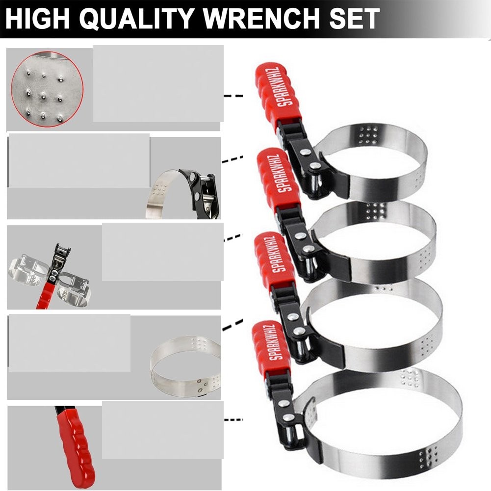 7xAdjustable Standard Oil Filter Swivel Wrench Set w/Oil Filter Plier Heavy Duty
