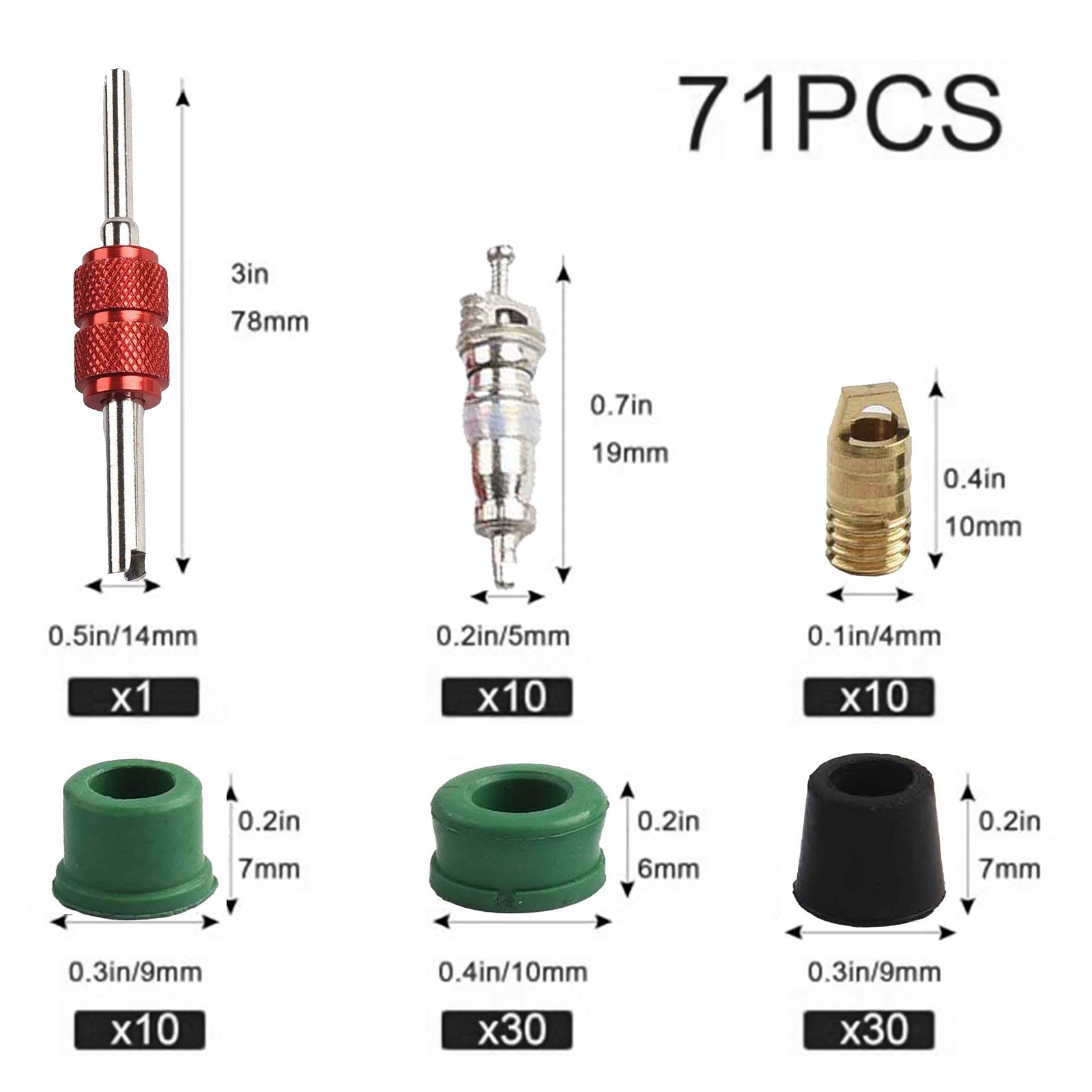 Efficient AC Repair Tool Set 71pcs Including Valve Cores and Accessories