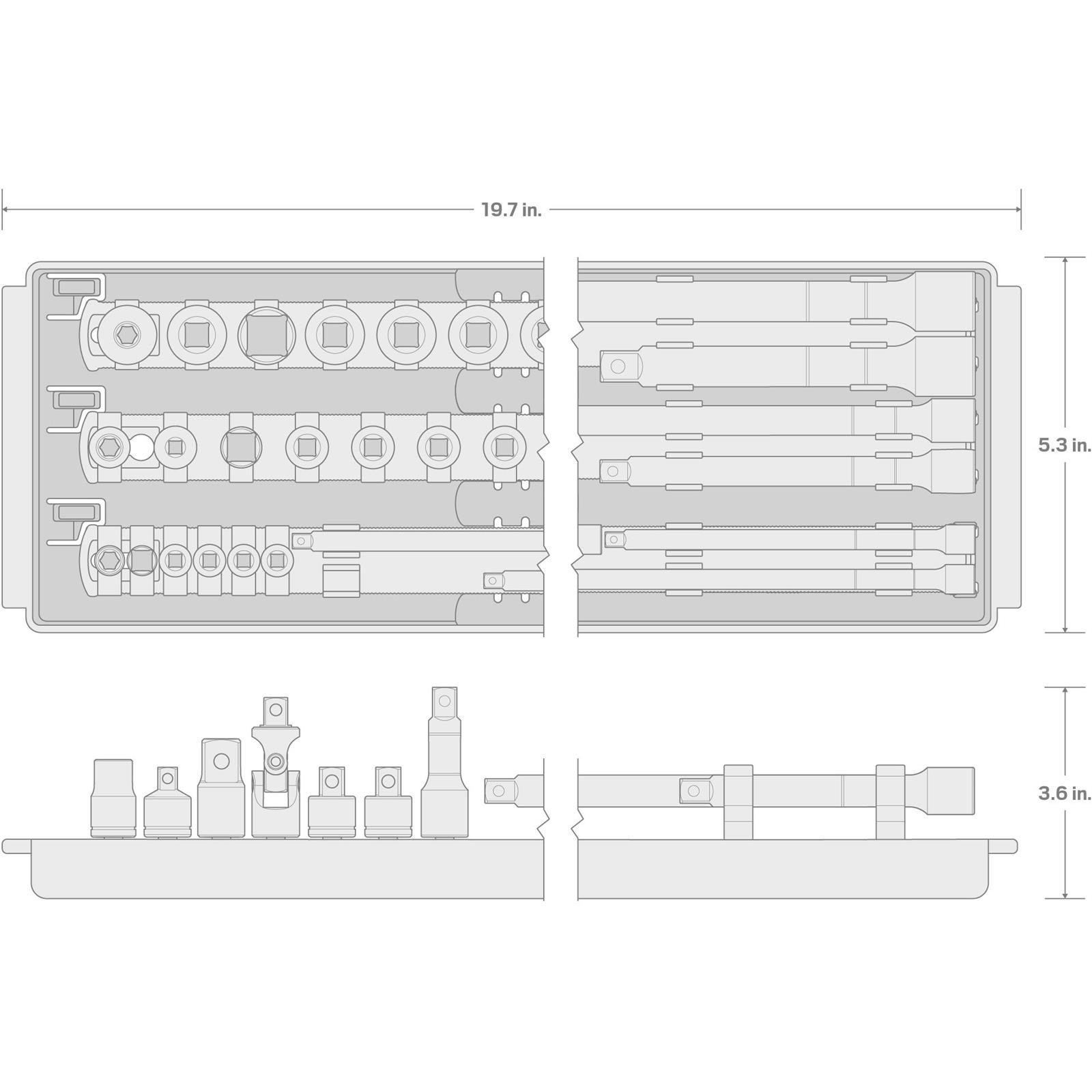 Tekton SHA99201 27pc Extension/Accessory Set w/Rails and Tray