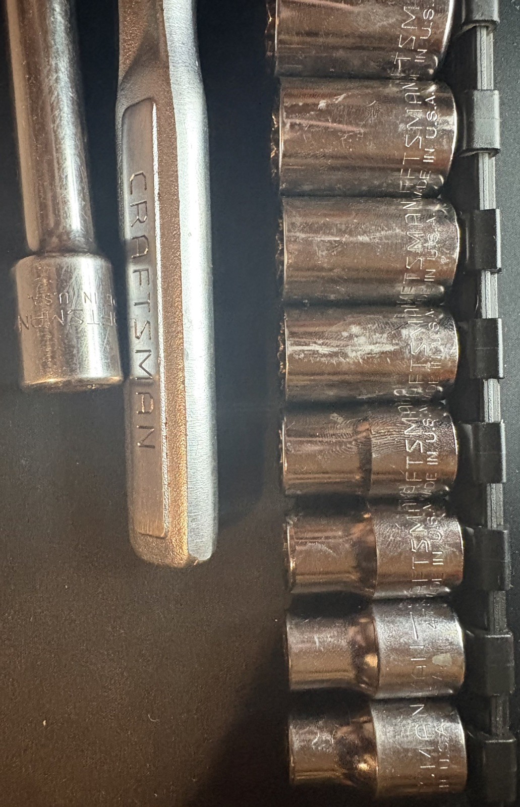 Vintage Craftsman USA 1/2” Drive Complete Socket Set 3/8-1-1/8 w/44809 Ratchet