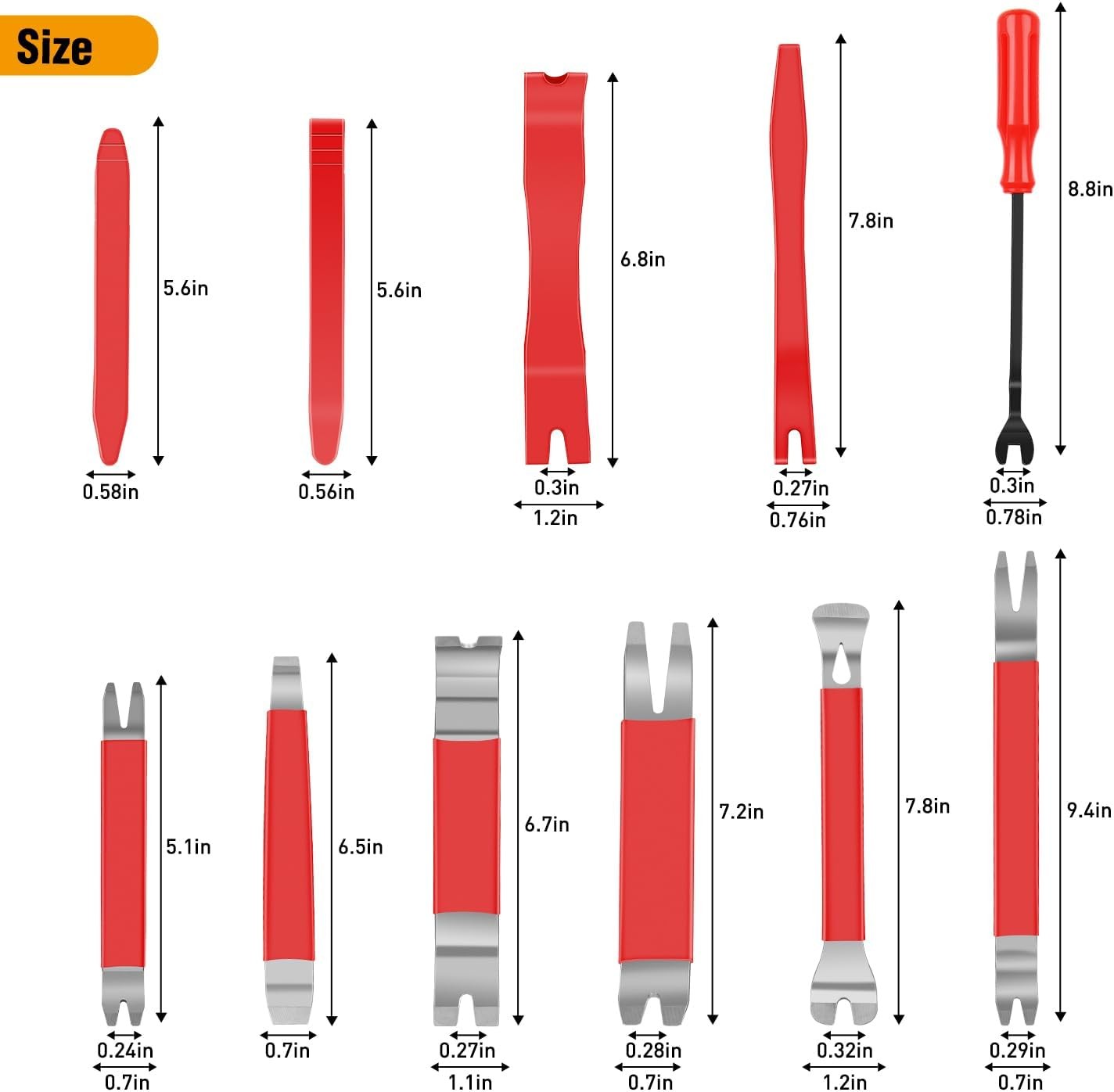 11PCS Trim Removal Tool Kit Metal & Nylon Pry Tools Set for Car Door Panel
