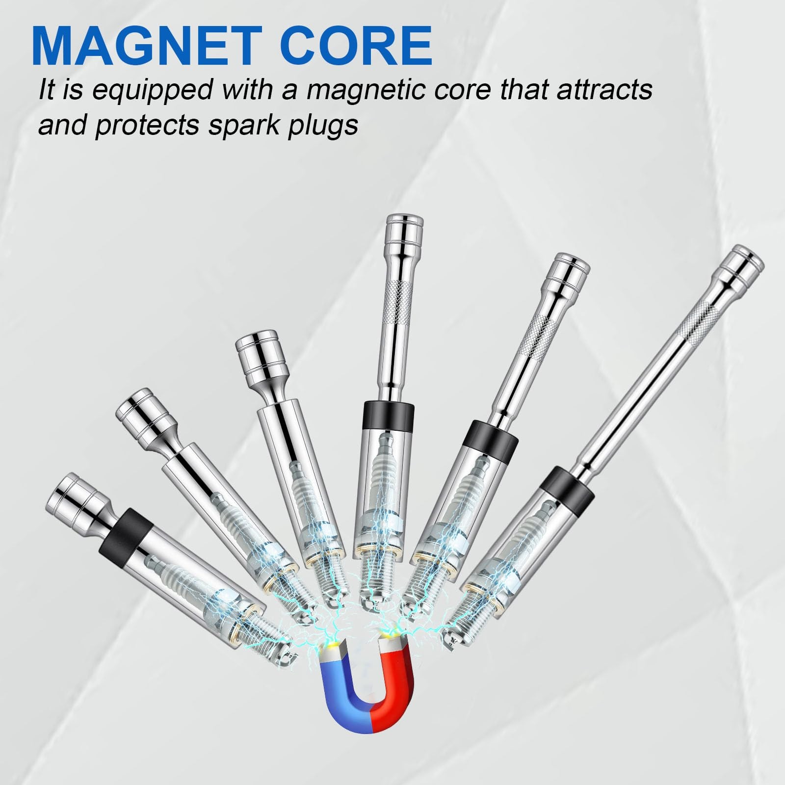 Jiimee 6pcs 3/8″ Drive Magnetic Swivel Spark Plug Socket Set, Include 9/16”,…