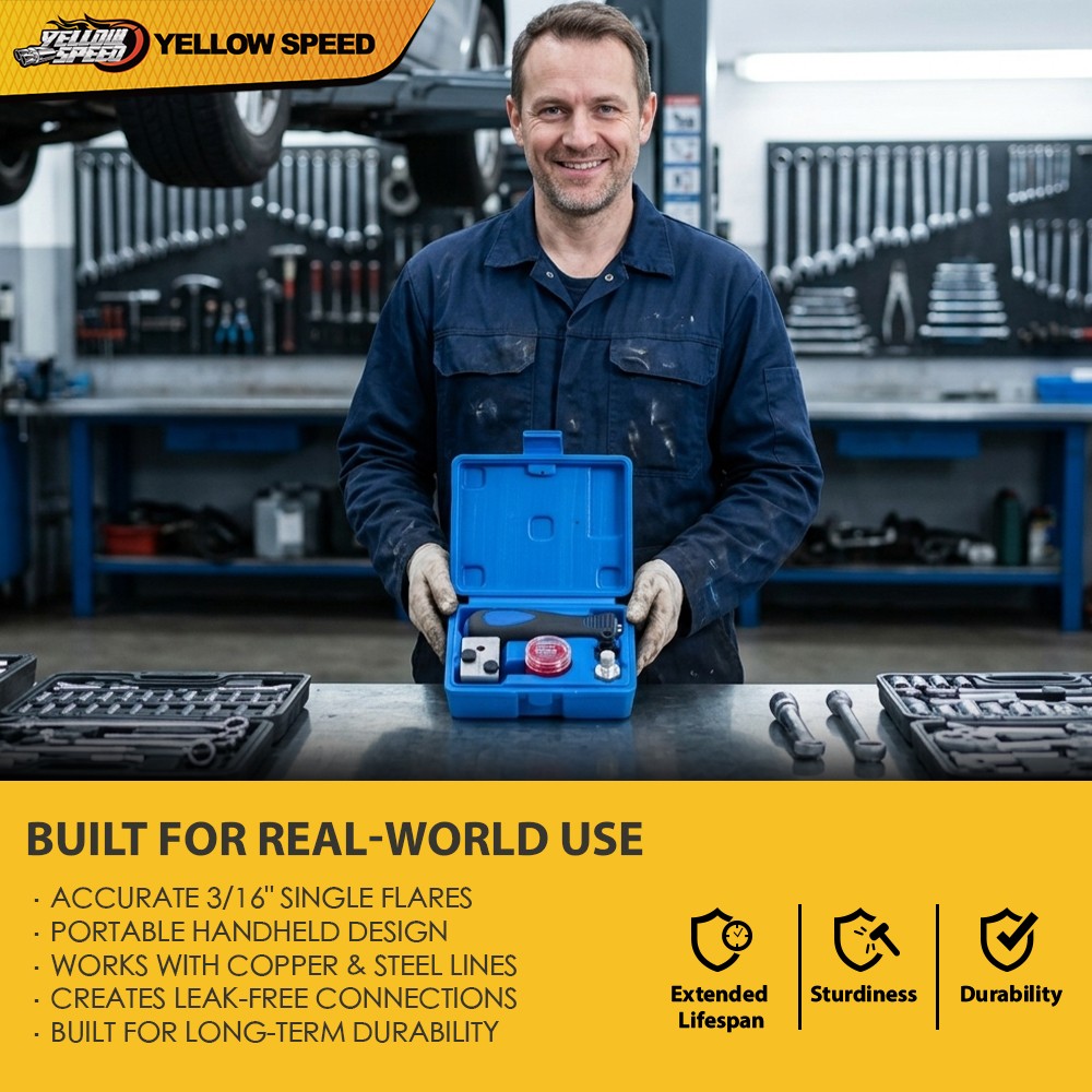 Universal Handheld Car Brake Line Flaring Tool Kit 3/16» Single Flare W/Storage