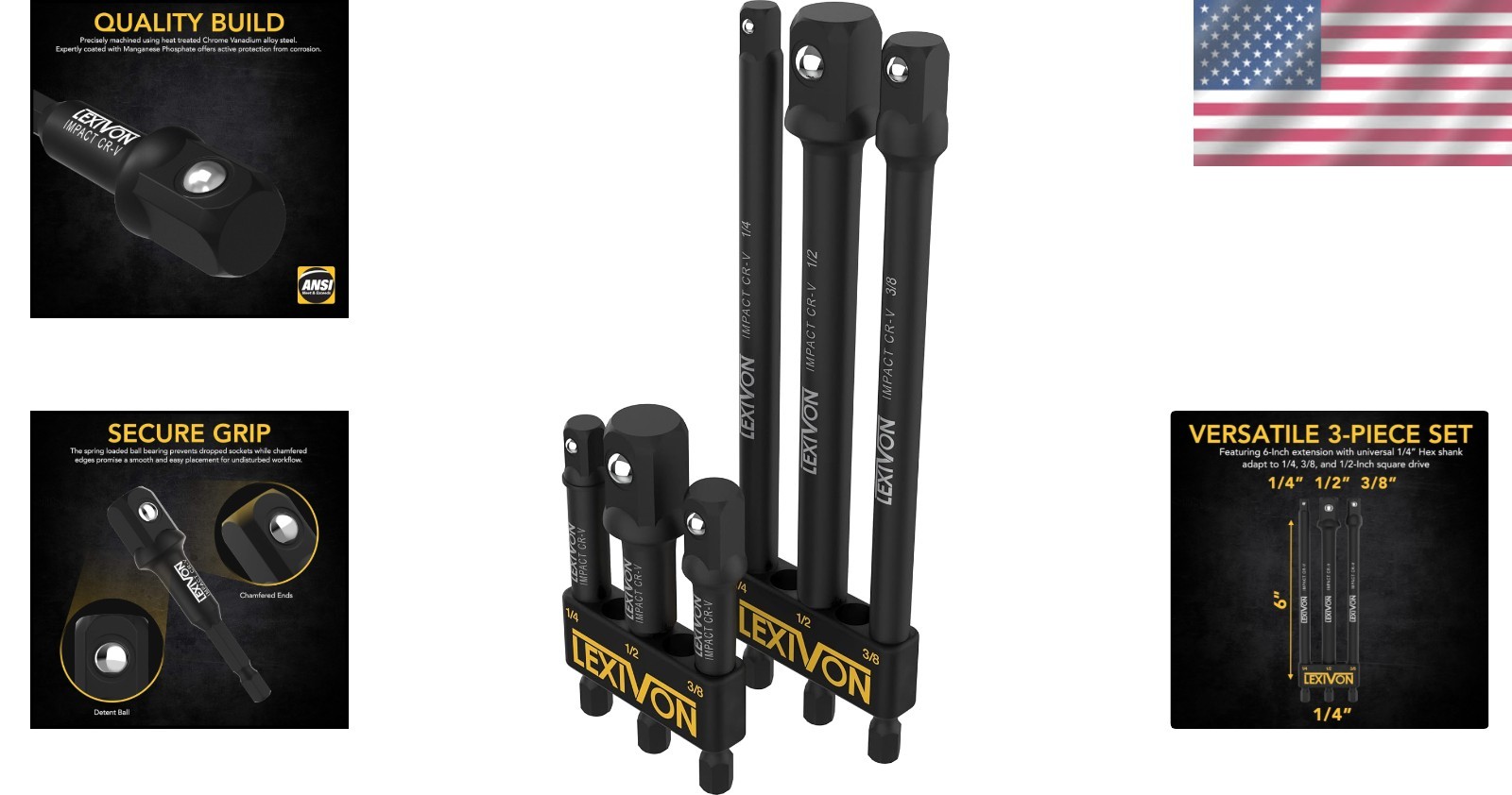 Complete 6-Piece Socket Adapter Set: 3″ & 6″ Extensions with Lifetime