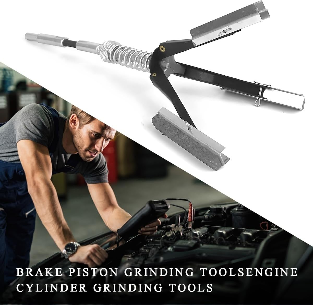 Engine Cylinder Hone Tool, 2″ to 6-1/2″, 3 Stone, 220 Grit, Adjustable, Steel