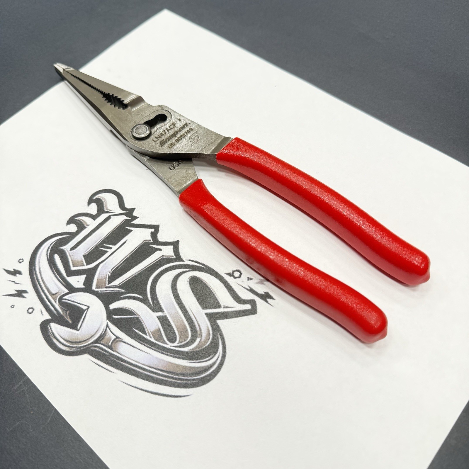 Snap-on Tools USA NEW RED 9″ Talon Grip Long Nose Slip Joint Pliers LN47ACF