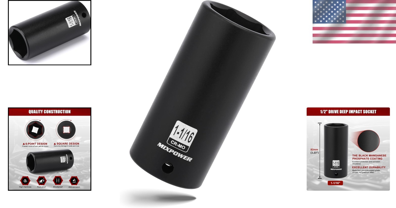 High-Torque 1-1/16″ Deep Impact Socket – Chrome Molybdenum for Durability