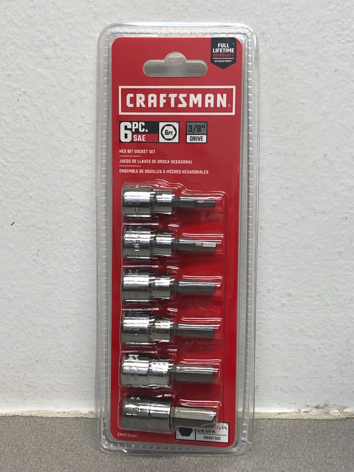Craftsman 2886042 3/8 in. drive SAE 6 Point Hex Bit Socket Set 6 pc