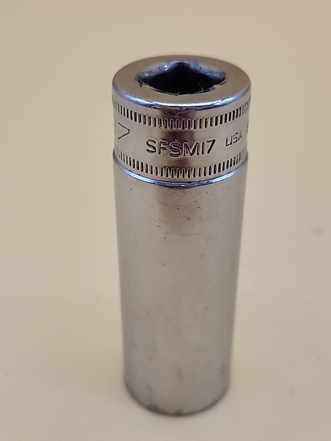 Snap-on Tools Vintage 17mm Deep Socket 3/8″ Drive 6 Point SFSM17 USA