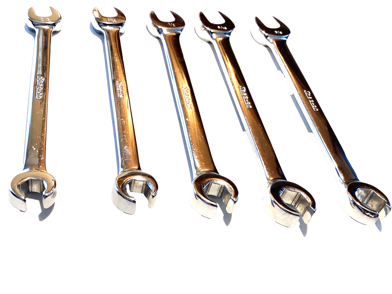 Snap On 5 Piece SAE Flare Nut Open End Combination Wrench Set RXS605 NEAR MINT