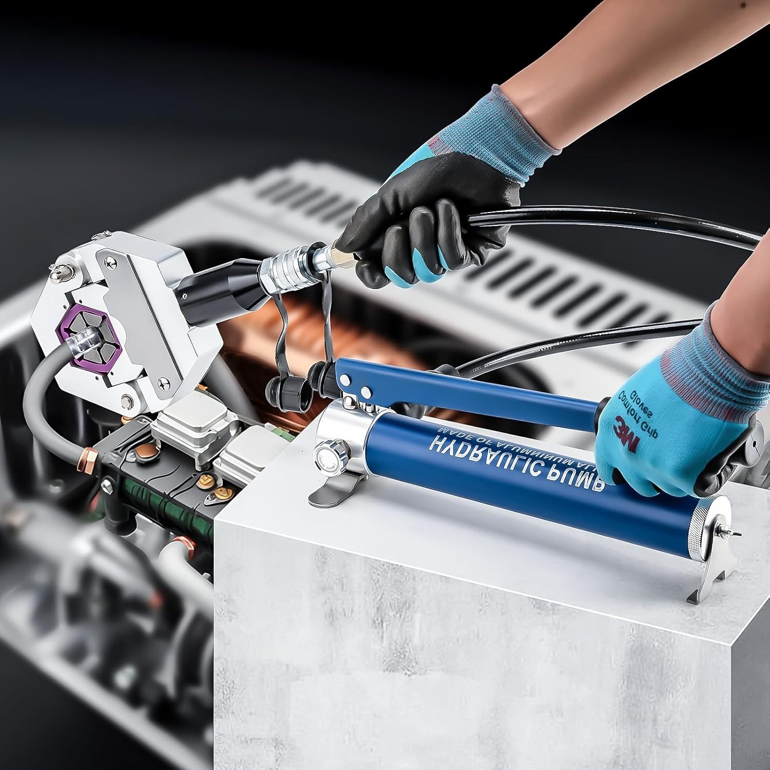 Hydraulic Hose Crimper Kit with Manual Pump for Efficient A/C Repairs – 71500