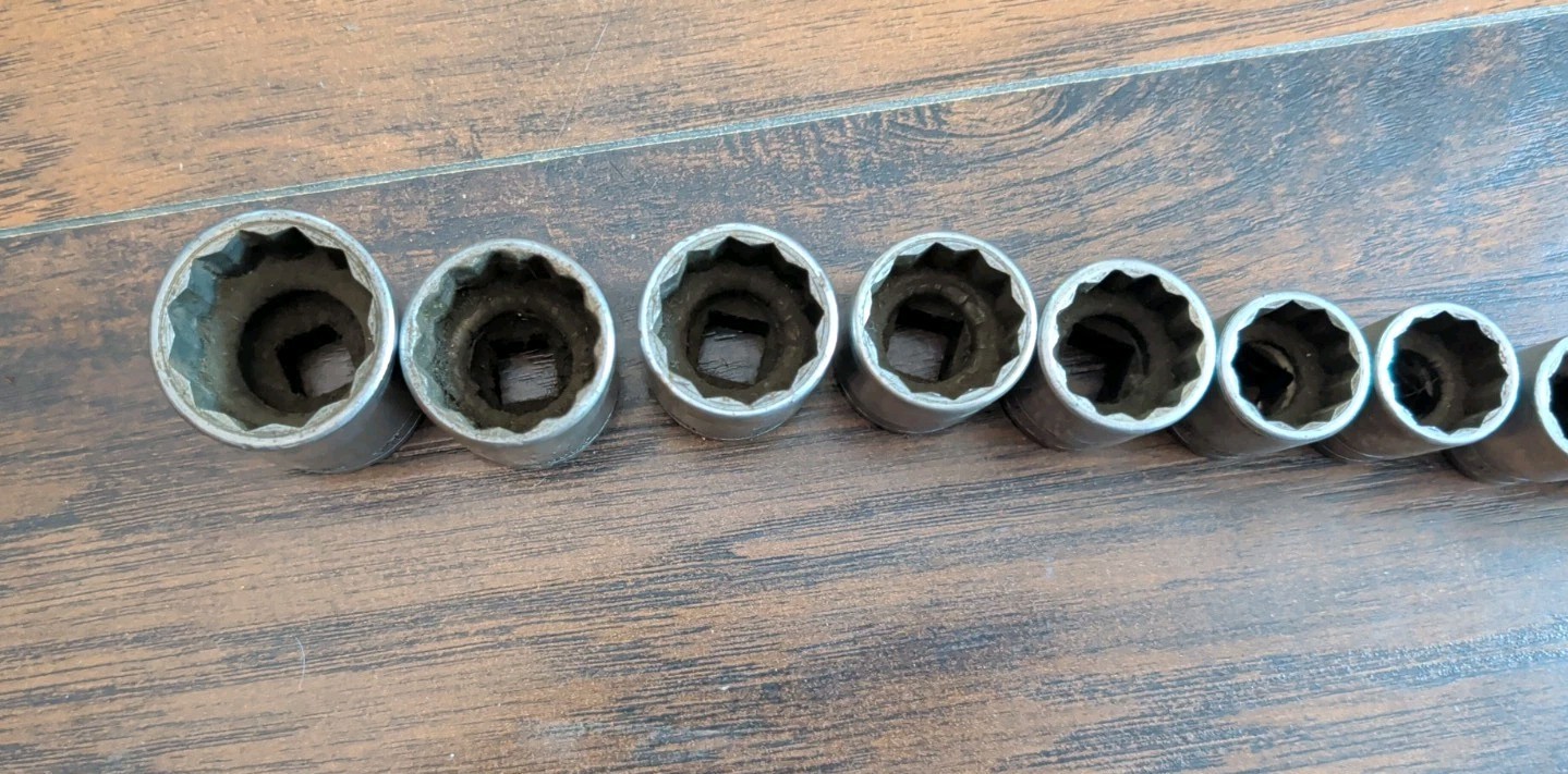 Vintage Snap On SW Series 1/2″ Drive Socket Set Of 13, 1-1/4 To 7/16, 12 Point