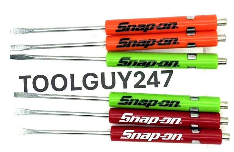6 SNAP ON TOOLS Pocket Screwdriver, Flat Tip Screwdrivers, MIXED Magnet End NEW