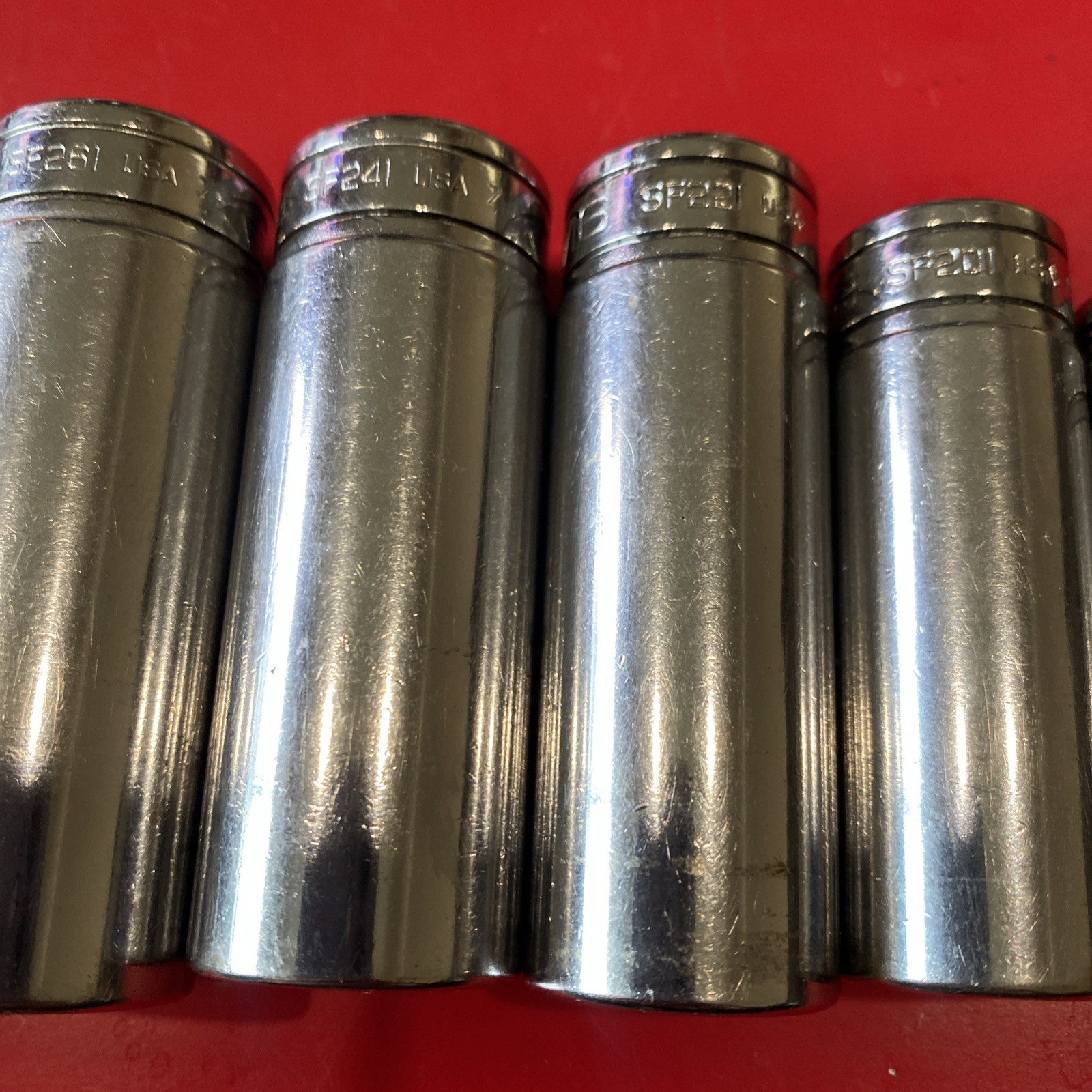 SNAP ON 7 SOCKETS 3/8″ DR SF141-SF281 Missing SF181 12 Point SAE Deep Socket Set