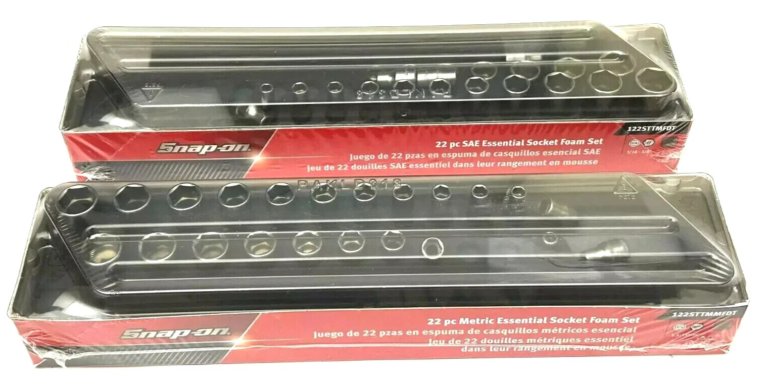 Snap-on 44pc 1/4″dr Metric / SAE Shallow & Deep Socket Sets 3/16-5/8″ / 5.5-15mm