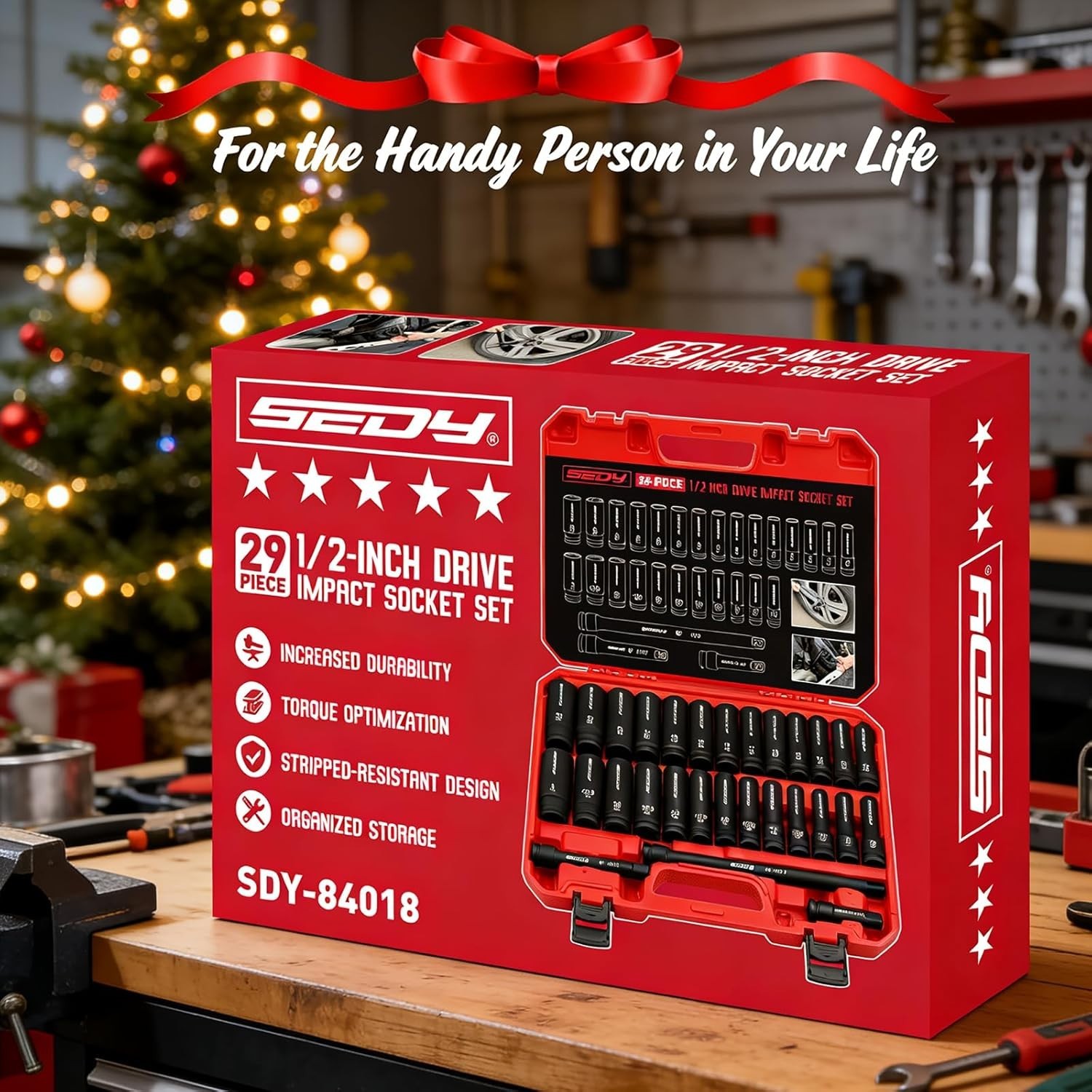Heavy-Duty 1/2″ Drive Socket Set – CR-V Material, 29 Pieces
