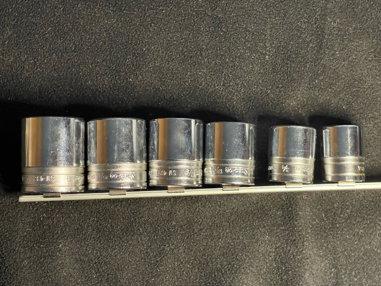 Snap On 1/2 Drive 6 Piece 8 Point Shallow Socket 1/2 SW Series Great Condition