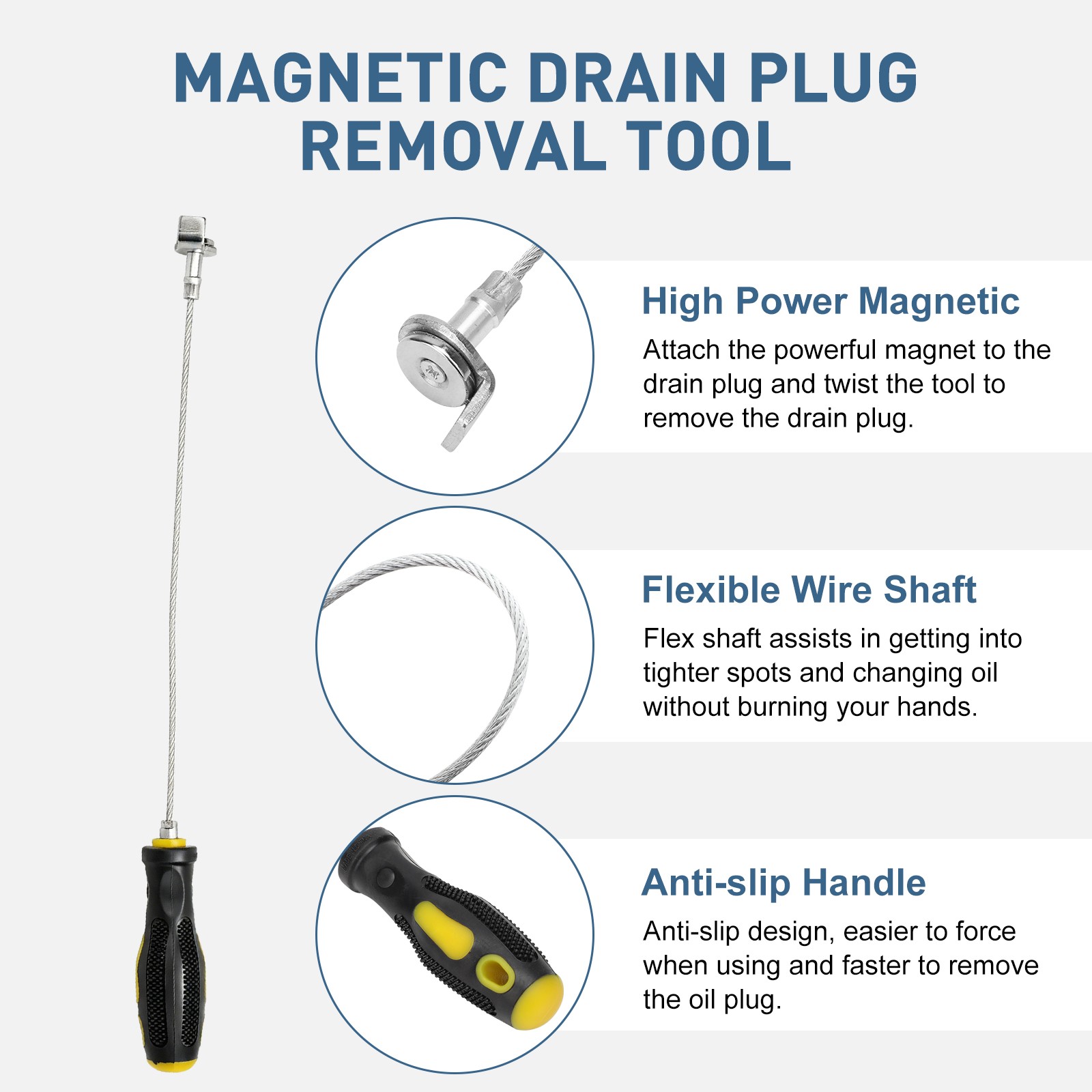 Universal Oil Drain Funnel Reusable Fluid Change Tool with Magnetic Plug Remover