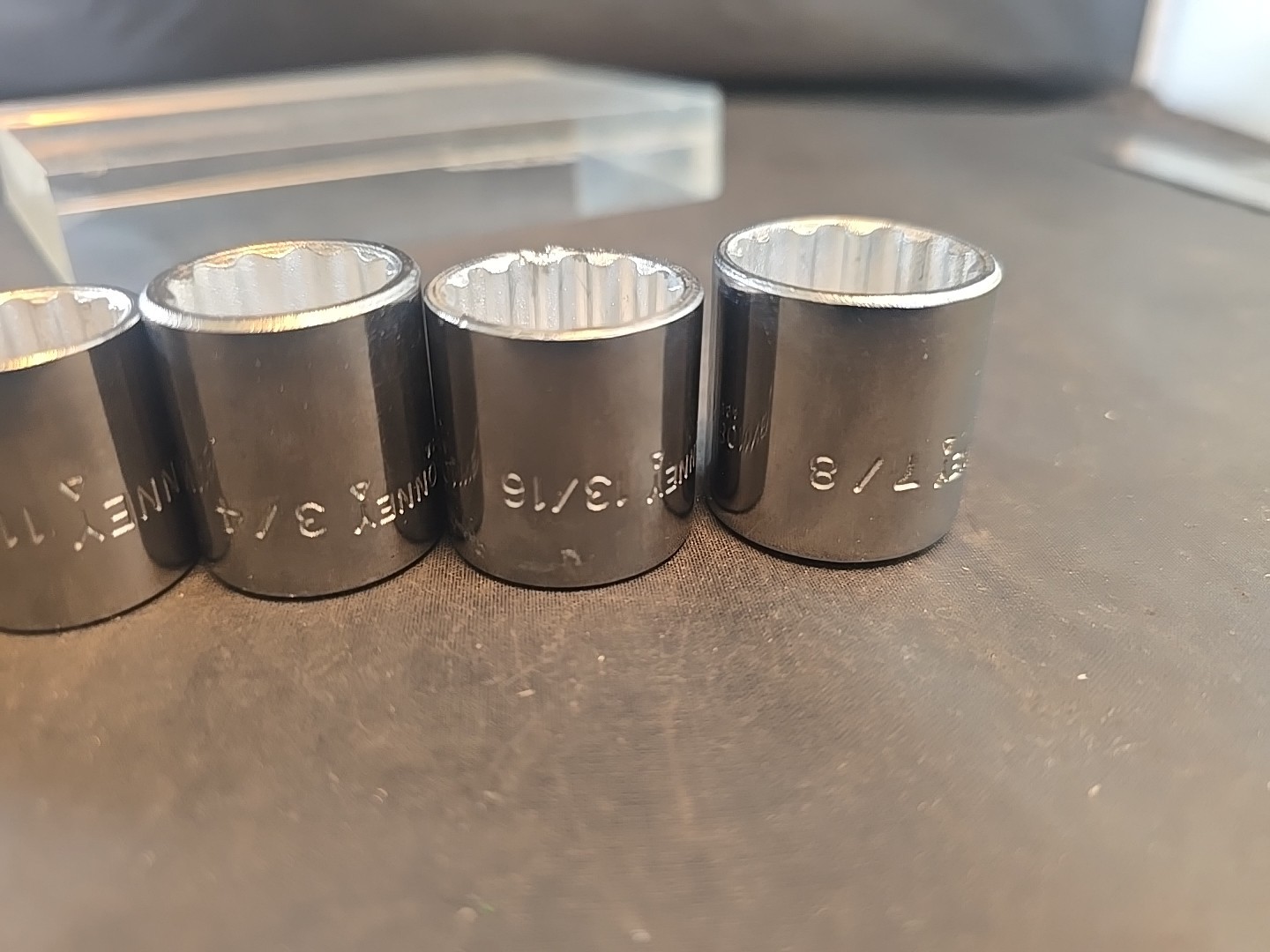 9pc. 3/8″ Dr. SAE Bonney Shallow Socket Set USA Excellent