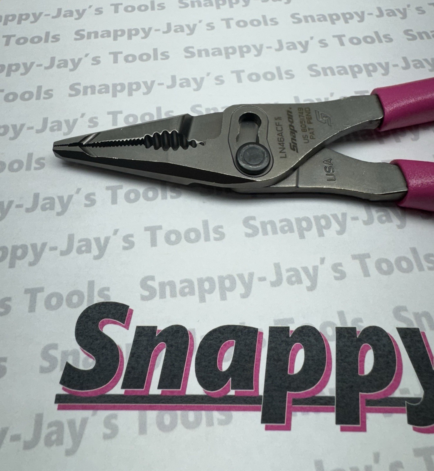 Snap-on Tools NEW ELECTRIC PINK 7″ Talon Long Nose Slip Joint Pliers LN46ACFEP