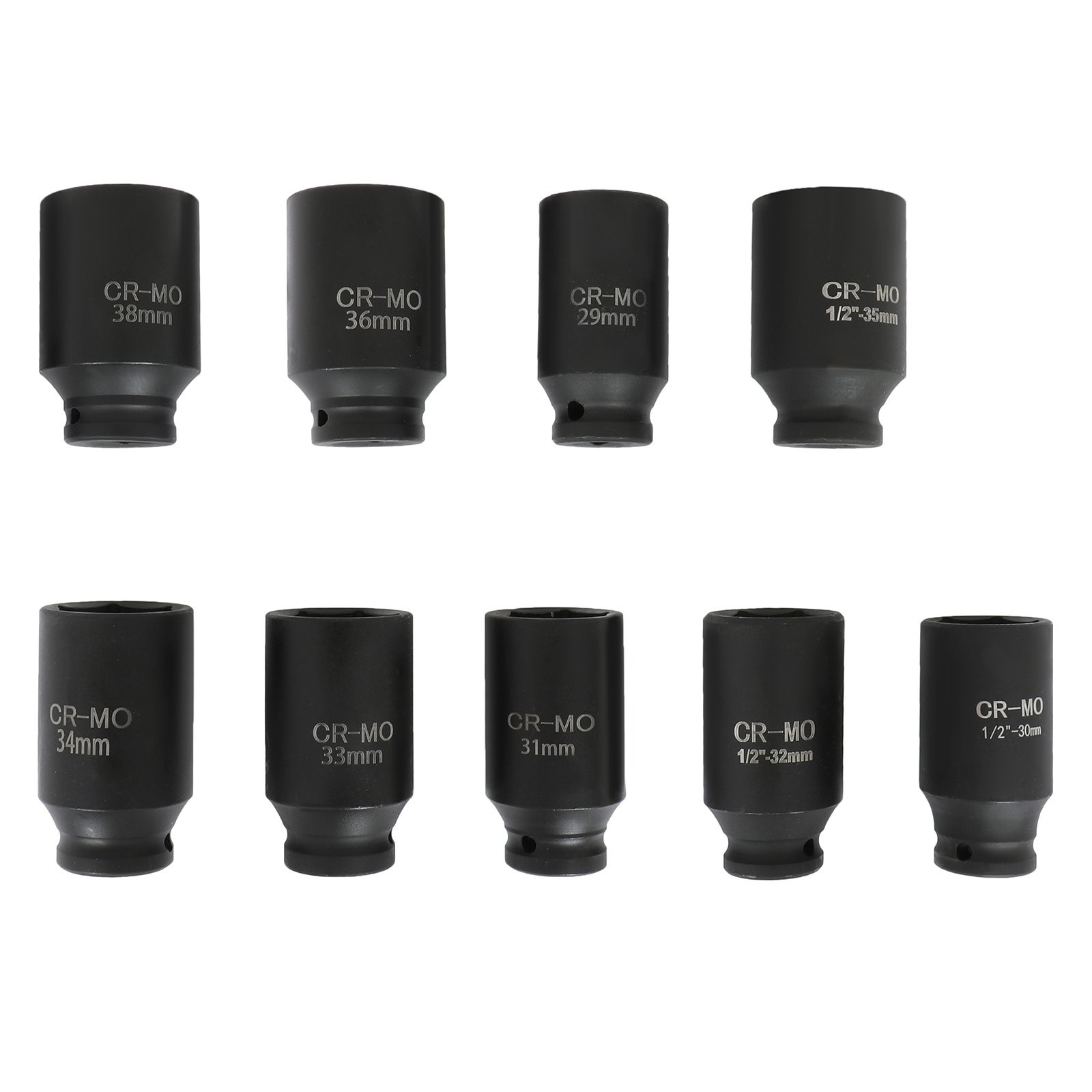 9pcs 29mm-38mm Deep Impact Socket Set 1/2″ Drive Metric Axle Hub Nut Socket