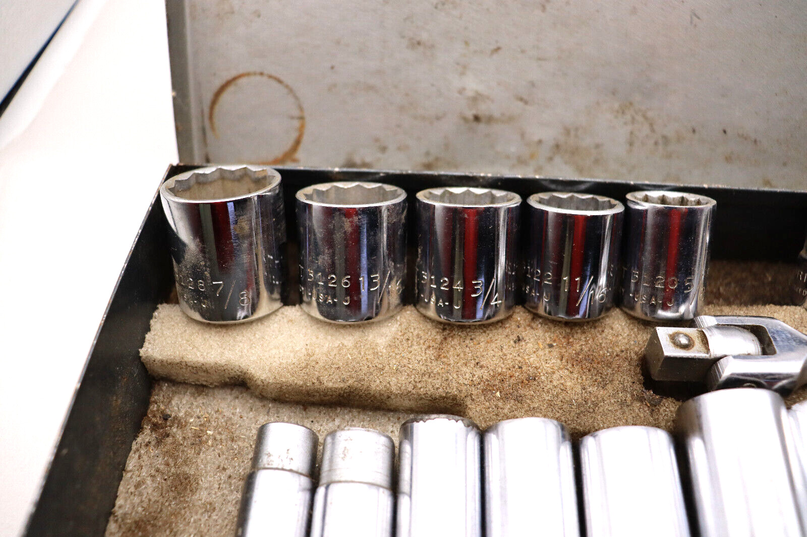 Vintage Wright Tool USA 3/8″ Drive Socket Set steel box Please See Description.
