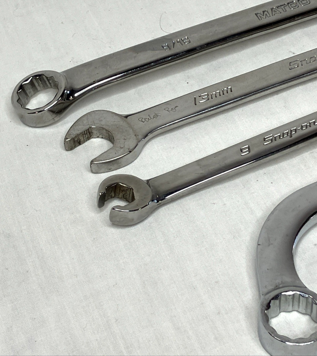 Snap-On Wrench Lot SAE & Metric 1/2 9/16 9/16 11mm 13mm + Matco 15mm
