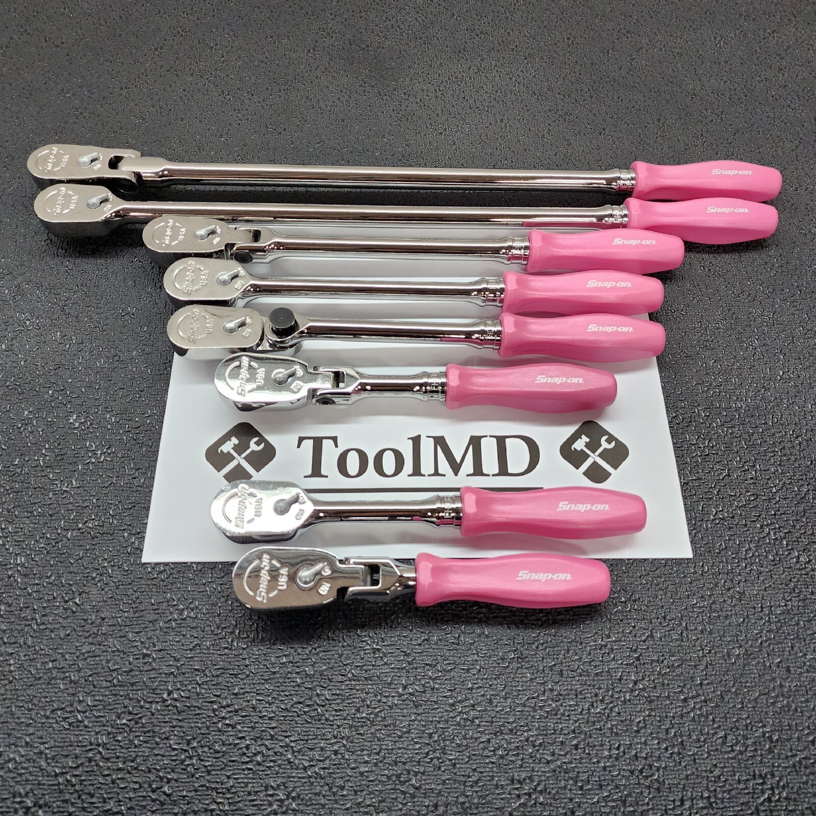 Snap-on Tools NEW 8pc PEARL PINK Hard Handle 3/8″ Drv Fixed Flex Ratchet Lot Set