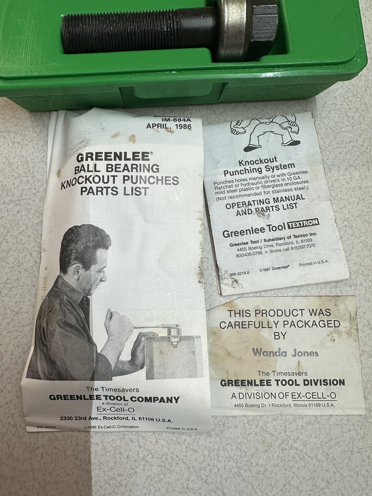 Greenlee Ball Bearing Knockout Punch Set – no. 737/737BB – EUC w/ orignal papers