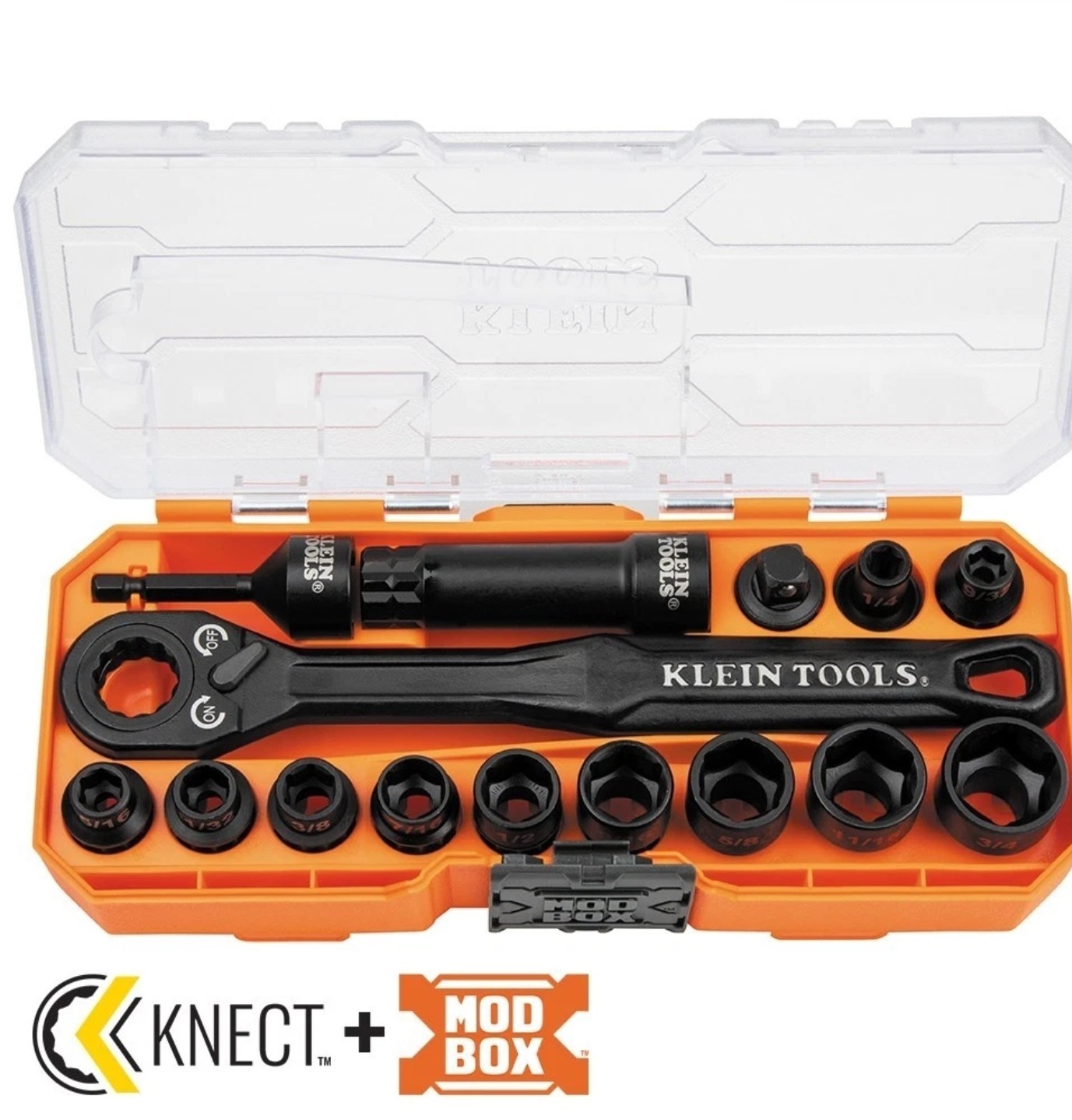 BRAND NEW! 8.5″ Klein Tools Impact Rated Pass Through Socket Wrench Set # 65400