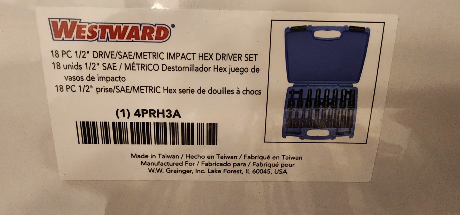 Westward 4PRH3A 18 PC 1/2″ Drive Hex Driver Set